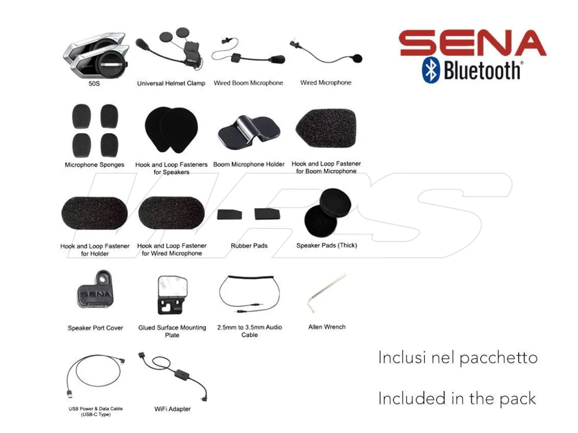 INTERFONO DOPPIO BLUETOOTH SENA 50S 5 COMANDI VOCALI 8 LINGUE + MESH 2.0