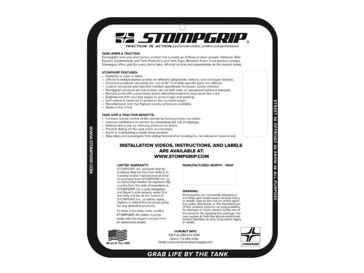 KIT ADESIVI SERBATOIO STOMPGRIP VOLCANO APRILIA RS 457 2024-2025