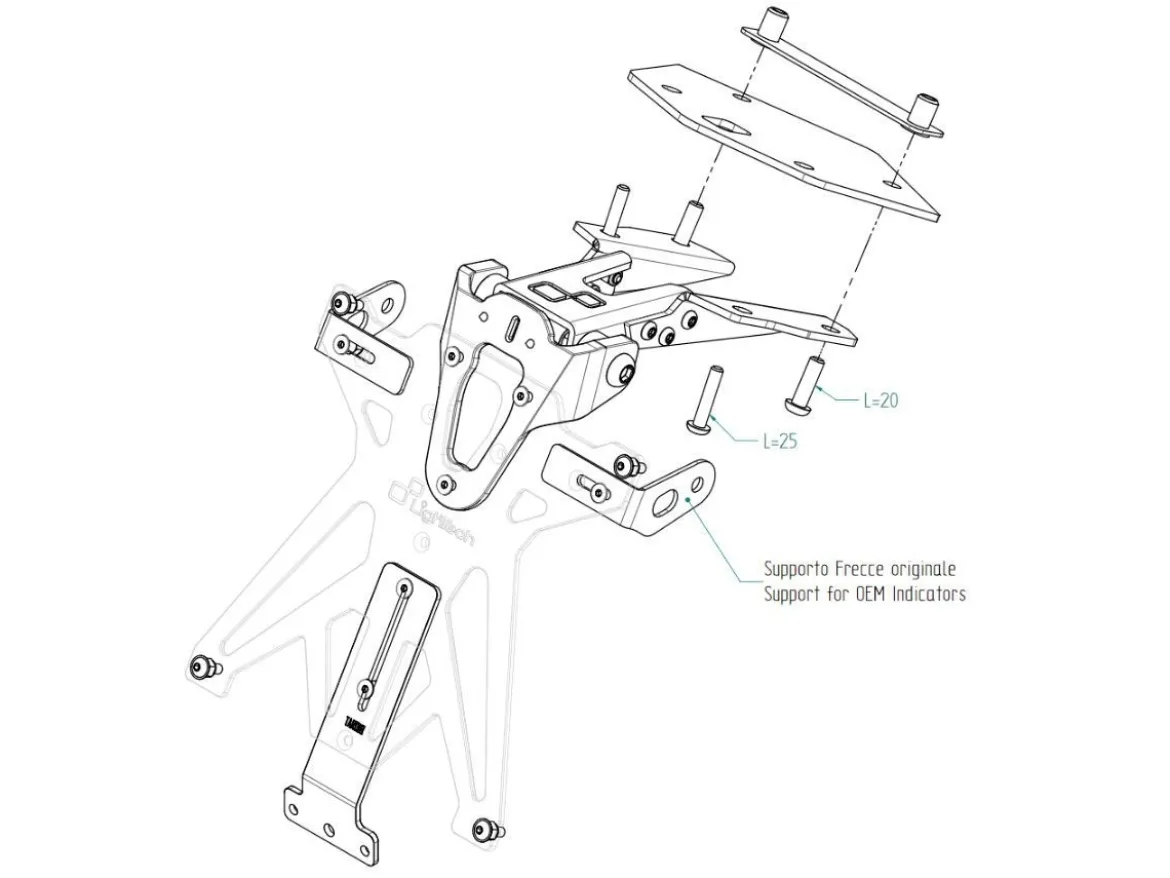 KIT PORTATARGA ITA/DE/SLO LIGHTECH BMW S 1000 RR 2019-2025