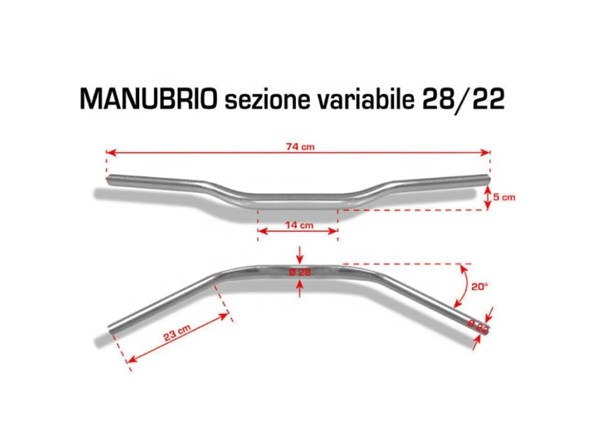 MANUBRIO A SEZIONE VARIABILE 28/22MM BARRACUDA UNIVERSALE