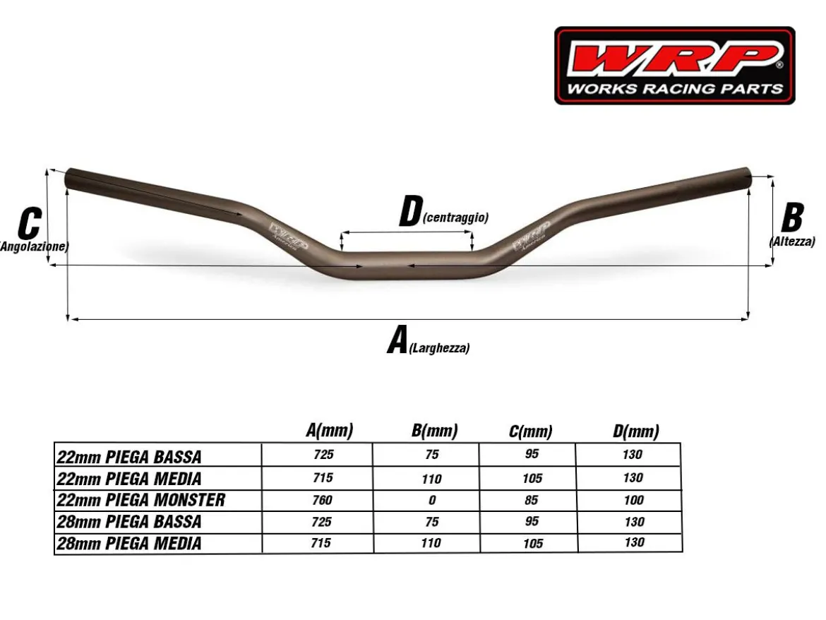 MANUBRIO NAKED ALLUMINIO 22MM WRP DUCATI MONSTER 695