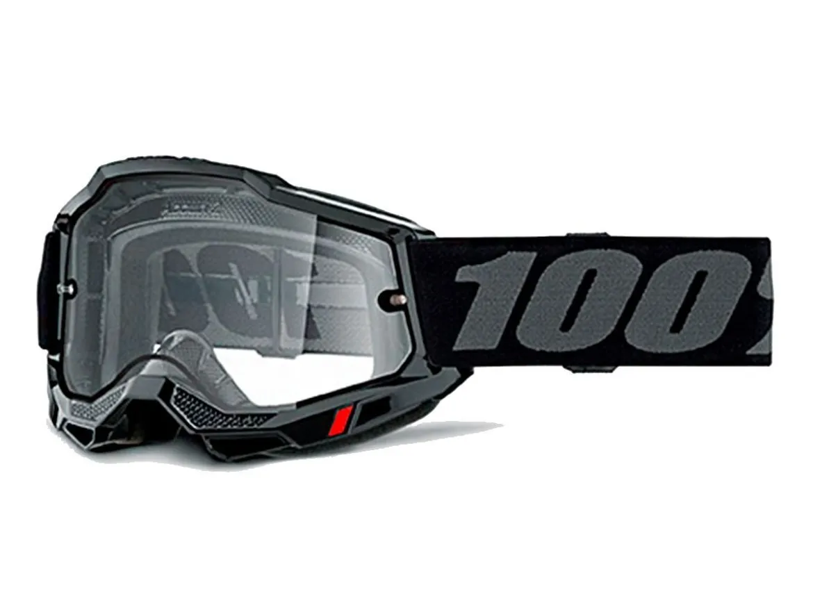 MASCHERA 100% ACCURI 2 ENDURO BLACK LENTE DOPPIA TRASPARENTE