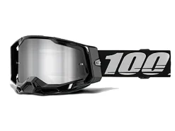 MASCHERA 100% RACECRAFT 2 BLACK LENTE SPECCHIO ARGENTO