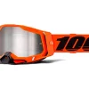 MASCHERA 100% RACECRAFT 2 NEON ORANGE LENTE SPECCHIO ARGENTO