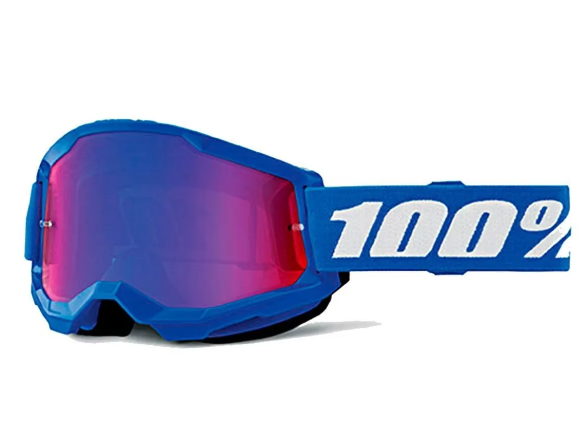 MASCHERA 100% STRATA 2 JUNIOR BLUE LENTE SPECCHIO ROSSA / BLU