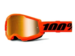 MASCHERA 100% STRATA 2 NEON ARANCIO LENTE SPECCHIO ORO