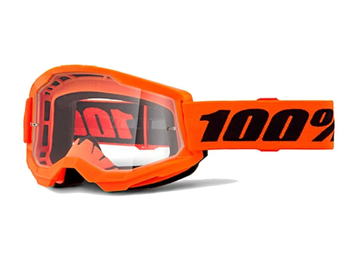MASCHERA 100% STRATA 2 NEON ORANGE LENTE TRASPARENTE