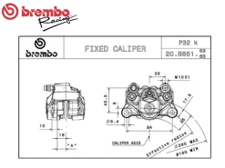 PINZA FRENO POSTERIORE DESTRA 84MM BREMBO SERIE NERA P32G PER DISCO 5MM