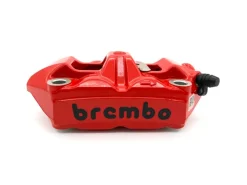 PINZA FRENO RADIALE DESTRA BREMBO RACING M4 MONOBLOCCO 100MM ROSSA LOGO NERO