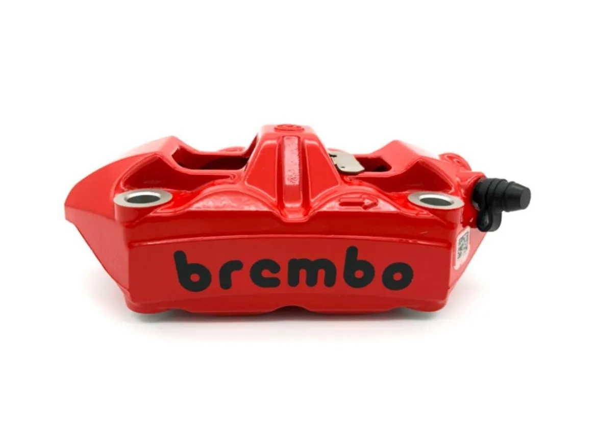 PINZA FRENO RADIALE DESTRA BREMBO RACING M4 MONOBLOCCO 100MM ROSSA LOGO NERO