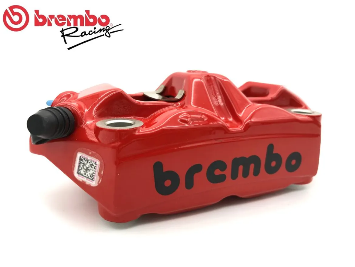 PINZA FRENO RADIALE SINISTRA BREMBO RACING M4 MONOBLOCCO 100MM ROSSA LOGO NERO