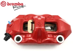 PINZA FRENO RADIALE SINISTRA BREMBO RACING M4 MONOBLOCCO 100MM ROSSA LOGO NERO