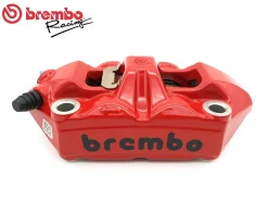 PINZA FRENO RADIALE SINISTRA BREMBO RACING M4 MONOBLOCCO 100MM ROSSA LOGO NERO