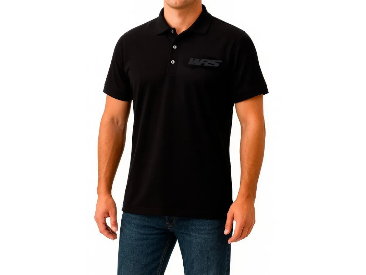 POLO MANICHE CORTE ORIGINALE WRS 100% COTONE LOGO NERO