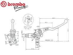 POMPA FRENO ANTERIORE ASSIALE BREMBO RACING PS 16 NERA SENZA SERBATOIO