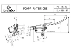 POMPA FRENO ANTERIORE ASSIALE BREMBO RACING PS 13 CON SERBATOIO