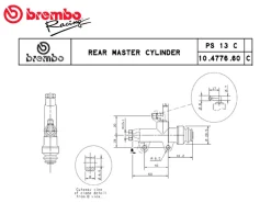 POMPA FRENO POSTERIORE BREMBO RACING PS 13 USCITA DRITTA UNIVERSALE