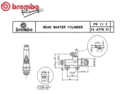 POMPA FRENO POSTERIORE BREMBO RACING PS 11C DIAMETRO PISTONE 11MM ORO 40MM