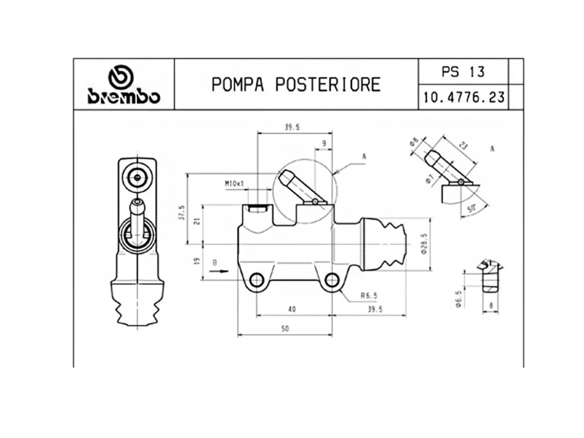 POMPA FRENO POSTERIORE PS13B NERA BREMBO RACING