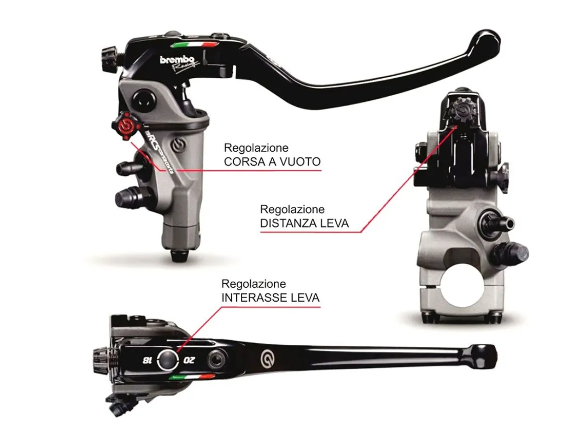 POMPA FRENO RADIALE 17RCS BREMBO RACING CORSACORTA RR REGOLABILE INTERASSE VARIABILE