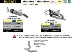 RACCORDO CENTRALE NON CATALICO RACING ACCIAIO INOX ARROW DUCATI MONSTER 937 2021-2024