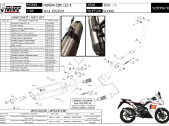 SCARICO COMPLETO MIVV SUONO INOX CARBONIO HONDA CBR 125 R 2011-2016