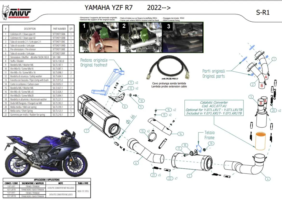 SCARICO COMPLETO SR-1 TITANIO MIVV YAMAHA R7 2022-2024
