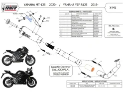 SCARICO COMPLETO STANDARD MIVV X-M1 ACCIAIO INOX NERO YAMAHA MT-125 2020-2024