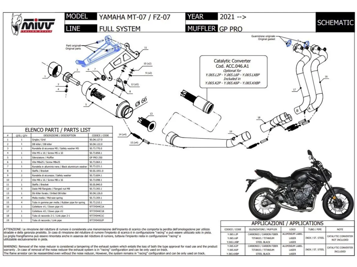 SCARICO COMPLETO 2X1 GP PRO TITANIO MIVV YAMAHA MT-07 / FZ-07 2021-2024