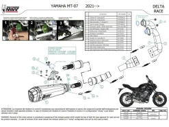 SCARICO COMPLETO 2X1 MIVV DELTA RACE BLACK INOX NERO YAMAHA MT-07 / FZ-07 2021-2024