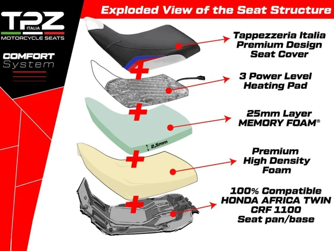 SELLA COMPLETA ASMARA HEATING COMFORT SYSTEM STANDARD HONDA AFRICA TWIN 1100 / ADV SPORT 2020-2025