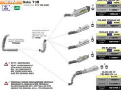 SILENZIATORE PRO RACE ARROW TITANIO KTM DUKE 790 2018-2023