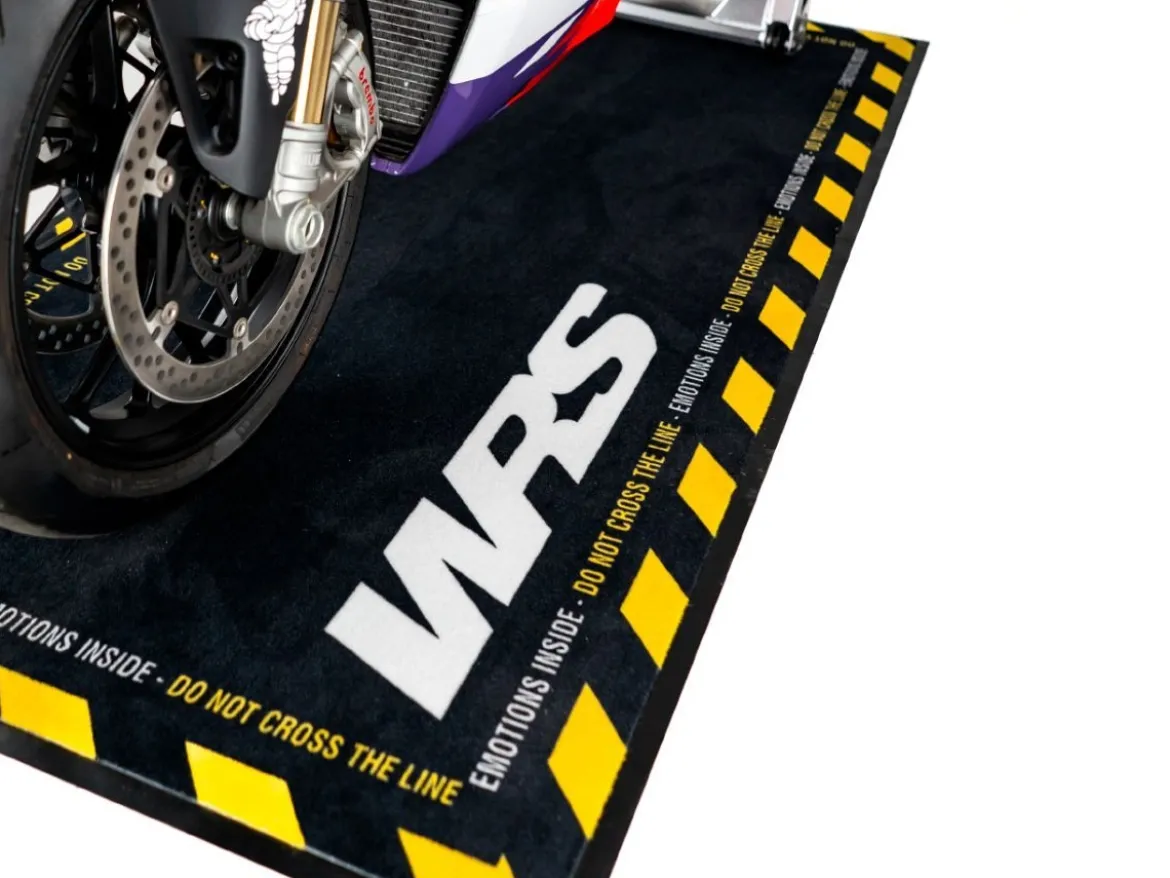 TAPPETO MOTO RETTANGOLARE ORIGINALE WRS CON LOGO E LINEA GIALLA