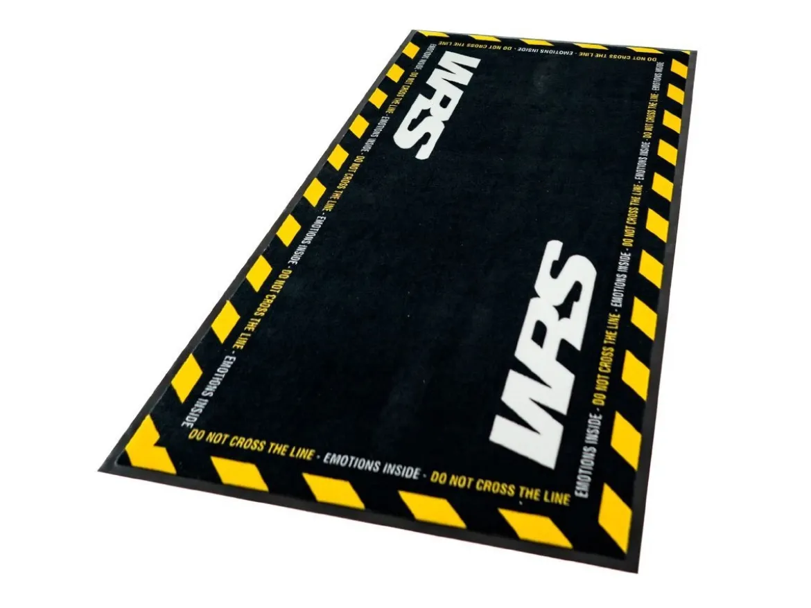 TAPPETO MOTO RETTANGOLARE ORIGINALE WRS CON LOGO E LINEA GIALLA