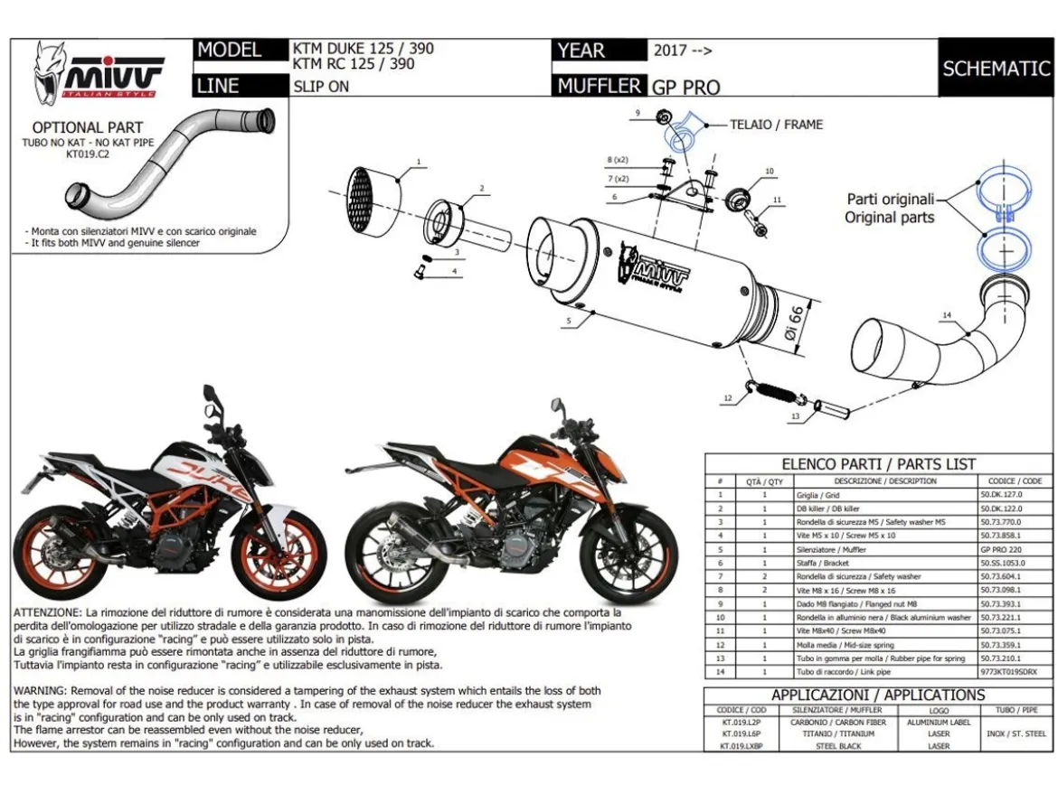 TERMINALE MIVV GP PRO INOX NERO KTM 125 DUKE 2017-2020