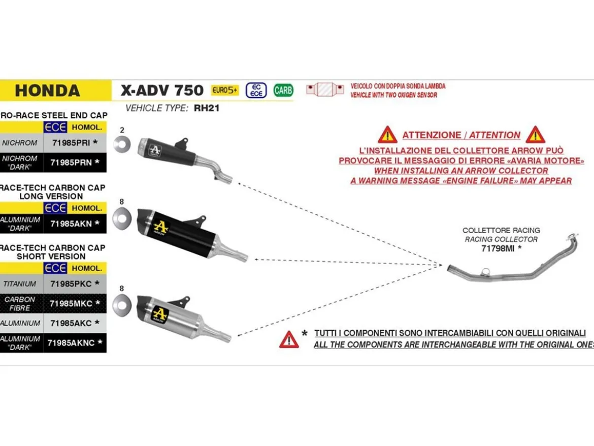 TERMINALE PRO-RACE NICHROM DARK ARROW HONDA X-ADV 750 2025