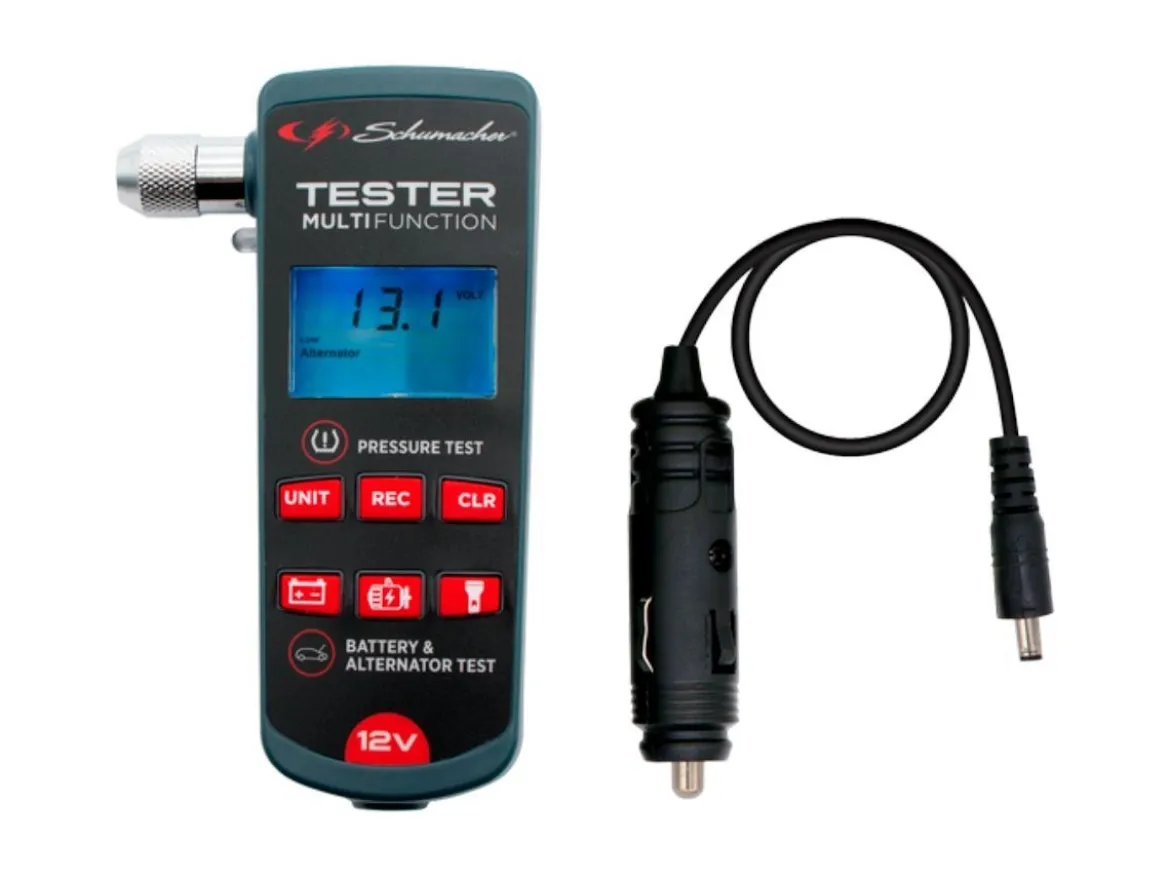 TESTER MULTIFUNZIONE BATTERIE + PRESSIONE GOMME + ALTERNATORE XP200 12V SCHUMACHER