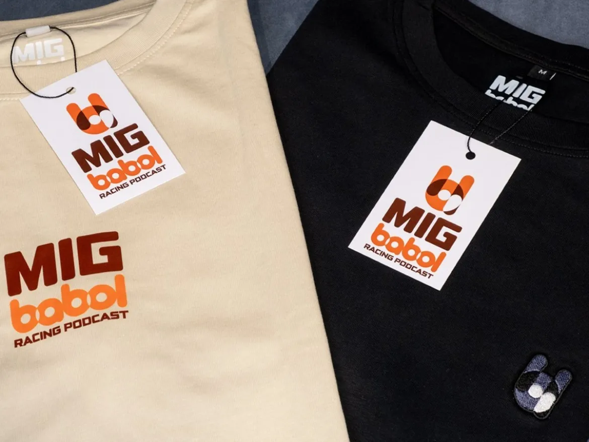 T-SHIRT OVER PREMIUM UFFICIALE MIG BABOL RACING PODCAST SABBIA 100% COTONE