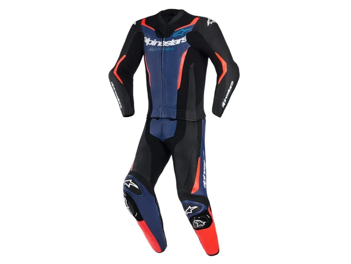 TUTA IN PELLE GP FORCE V2 2 PEZZI BLU-NERO ALPINESTARS
