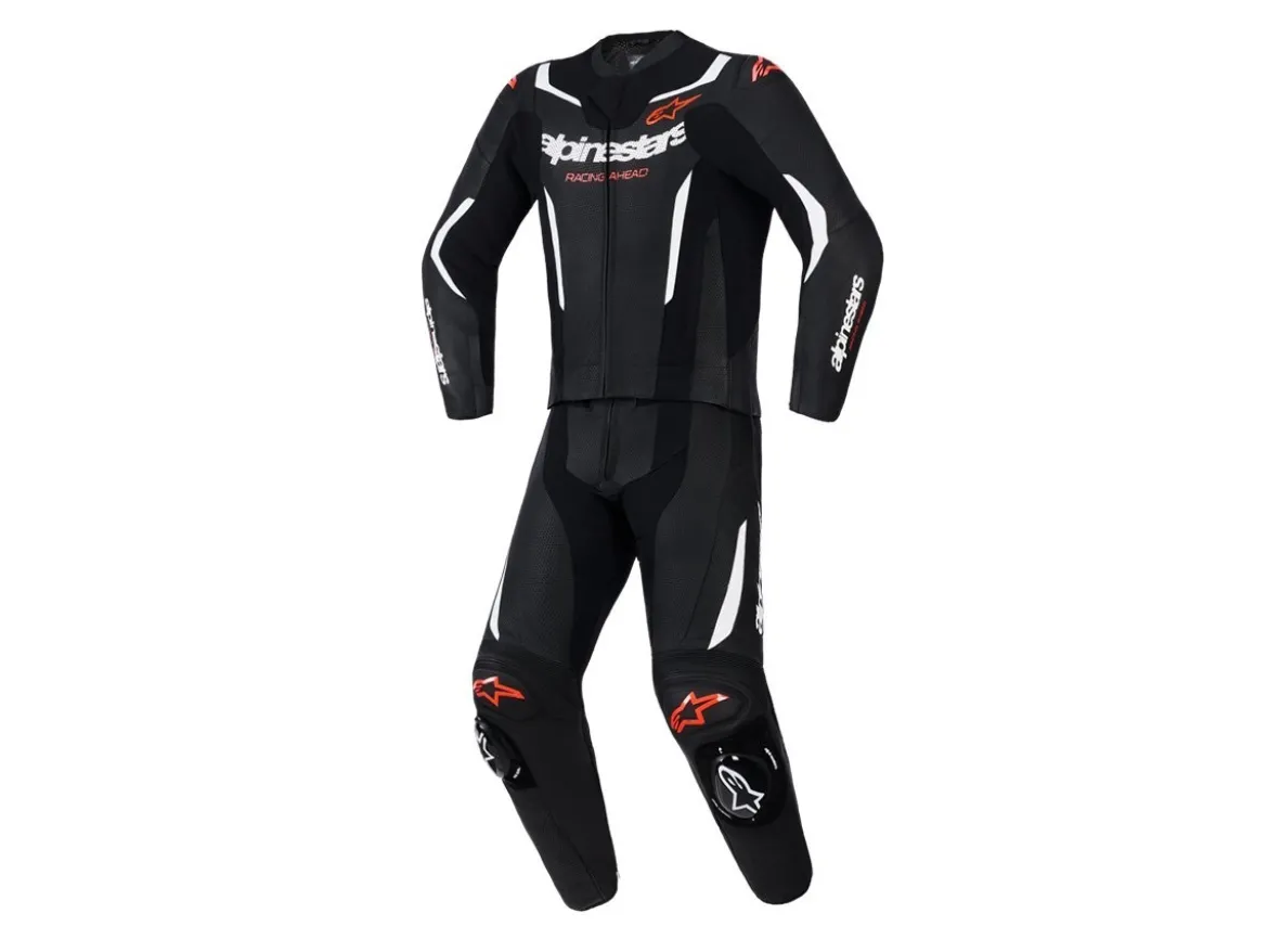 TUTA IN PELLE GP FORCE V2 2 PEZZI NERO-ROSSO ALPINESTARS
