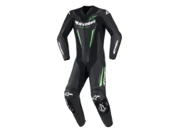 TUTA IN PELLE GP FORCE V2 1 PEZZO NERO-VERDE ALPINESTARS
