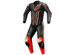 TUTA PELLE RACING FUSION ALPINESTARS NERO / ROSSO FLUO