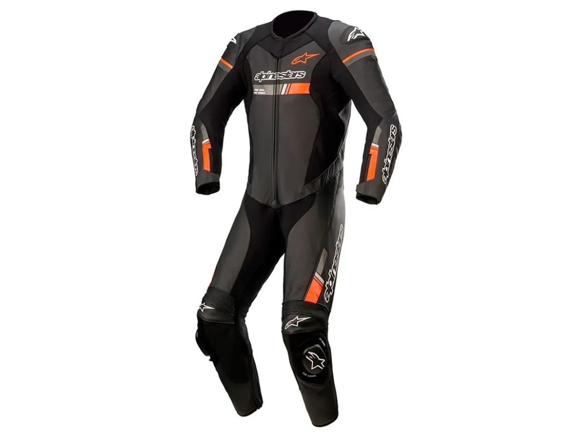 TUTA PELLE RACING GP FORCE CHASER ALPINESTARS NERO / ROSSO FLUO